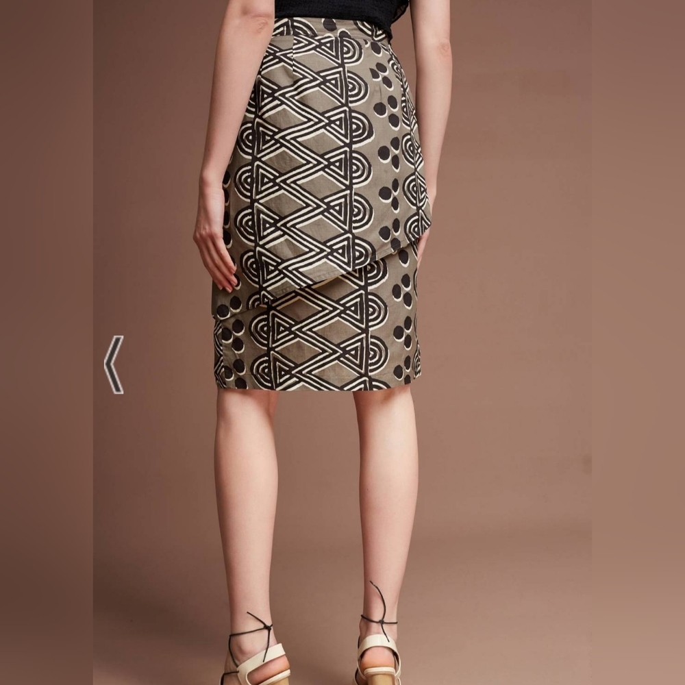 Maeve Anthropologie Edessa Print Linen Skirt Size 6 Faux Wrap Bohemian - Picture 3 of 3